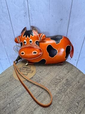 Genuine Leather Brown Cow Wristlet Wallet Leather Coin Purse NEW FAST SHIP